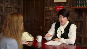 The landlady and Bunnie have a discussion seated across from one another