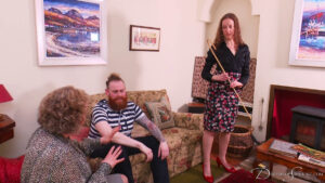 Matilda fetches the cane as Jamie receives a scolding