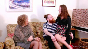 Matilda sits on Jamie's knee as she tells her aunt about their wedding ring shopping experience