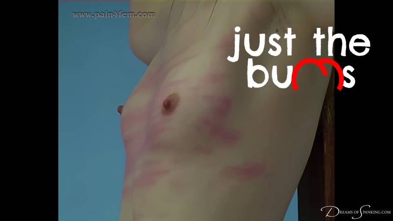 Blake's breasts are red and striped after their whipping